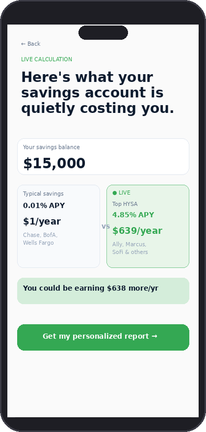 Tack rate comparison — live HYSA vs your bank